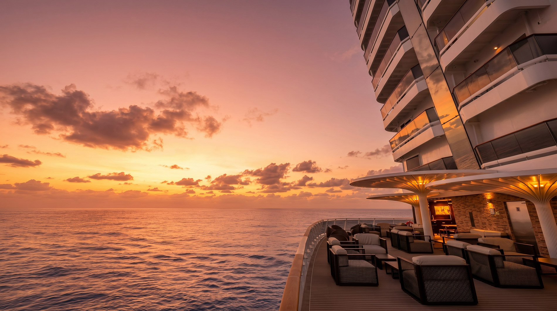 Cruise ships at sea